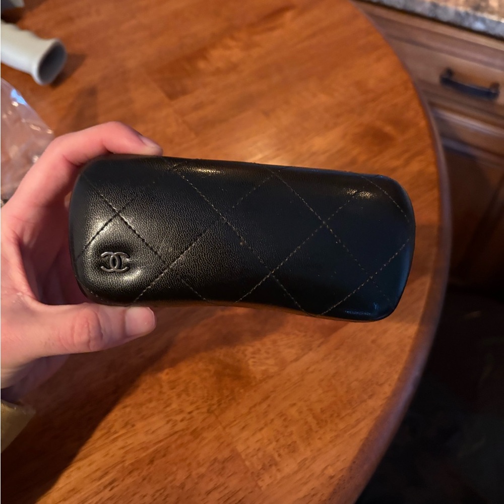 CHANEL Black Quilted Leather Sunglasses Case